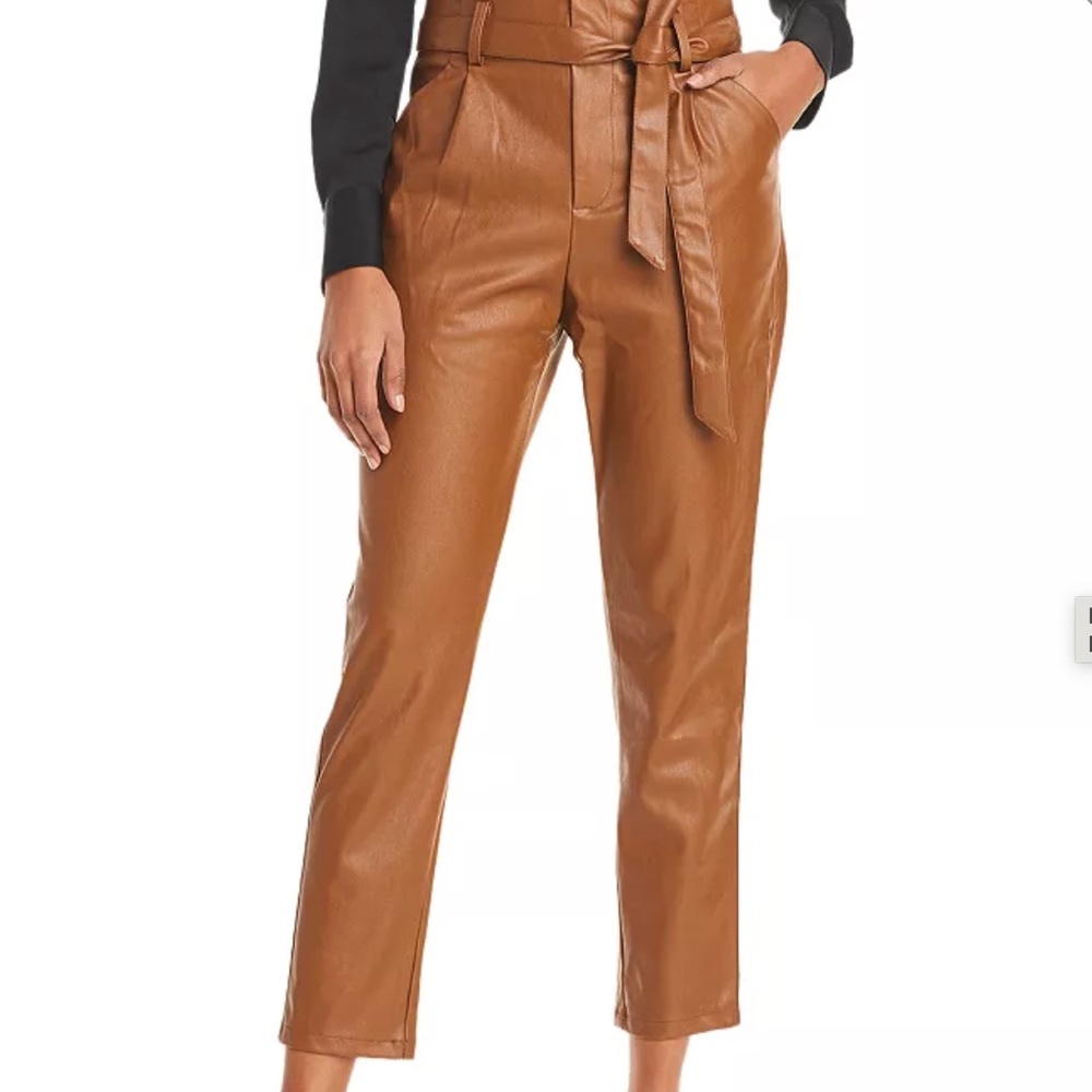 Lucy Paris Faux Leather Paperbag-Waist Pants